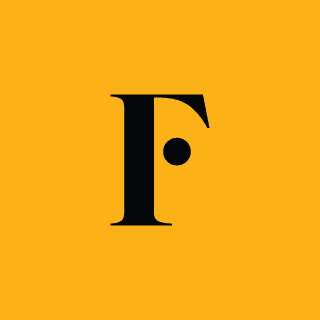 Logo of Further with just their F in font color against a marigold background