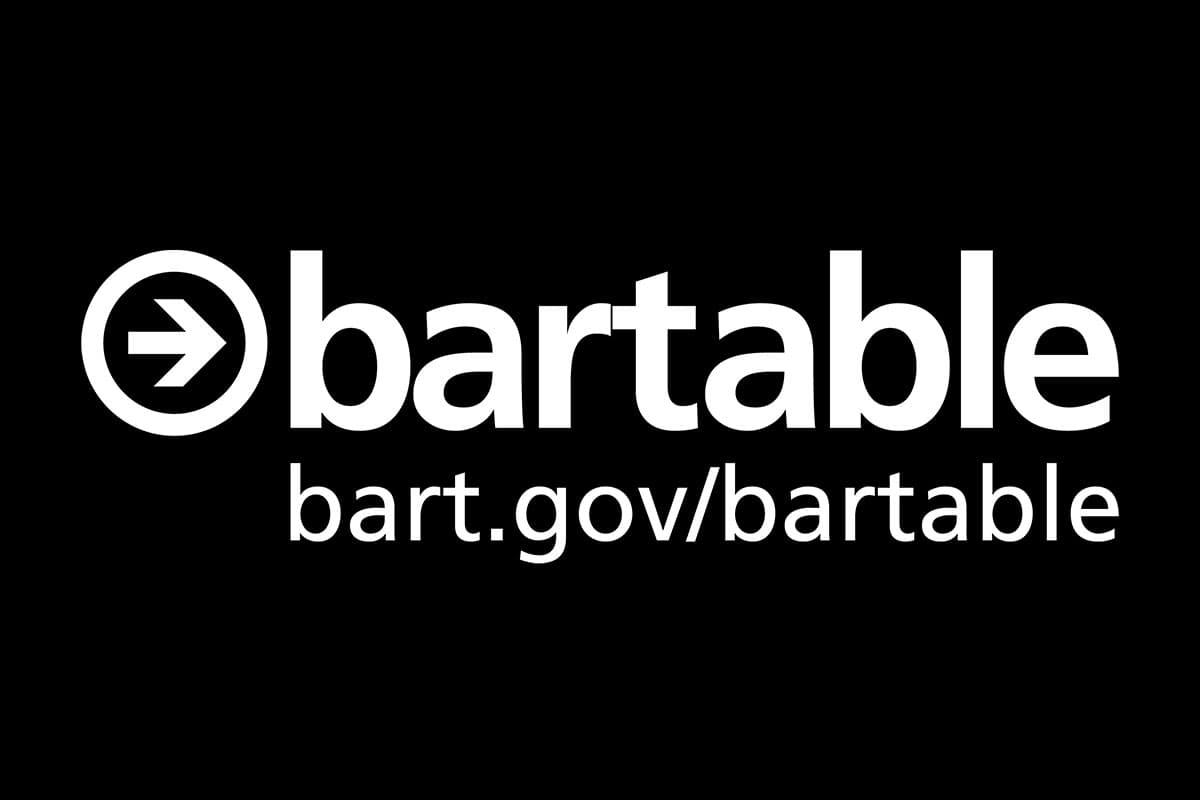 [BART] logo that reads Bartable bart.gov/bartable