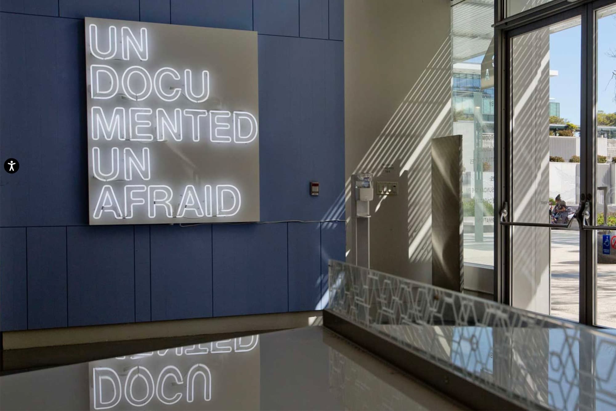 Neon sign with the words: Undocumented Unafraid.