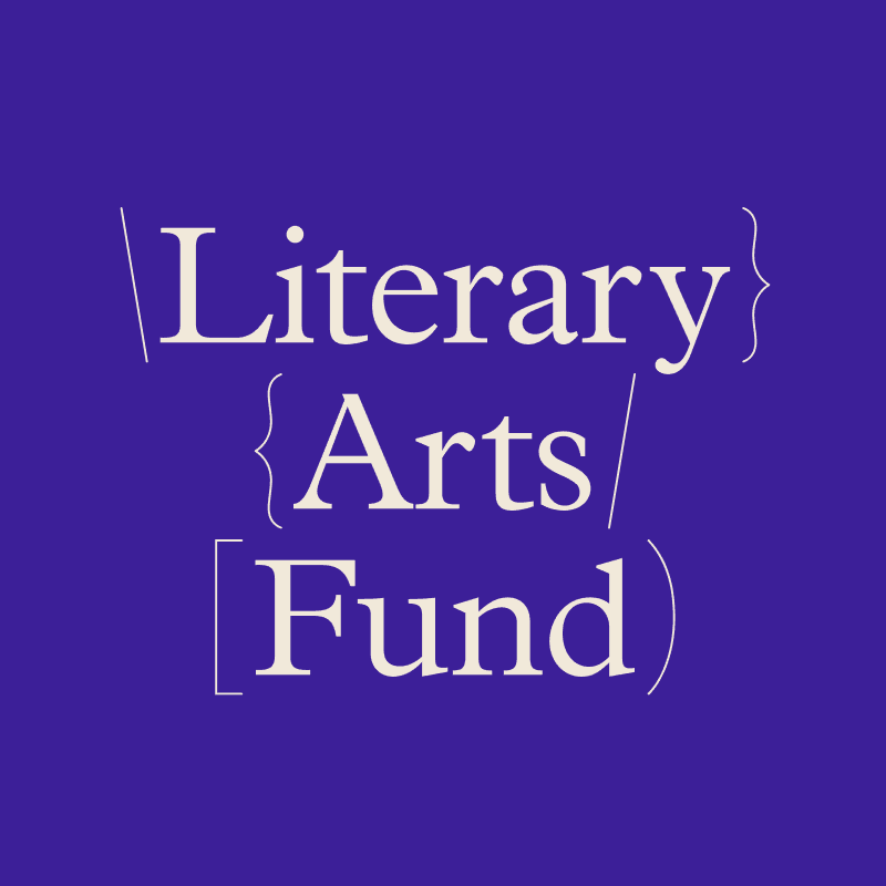 Literary Arts Fund logo, in white typeface and purple background