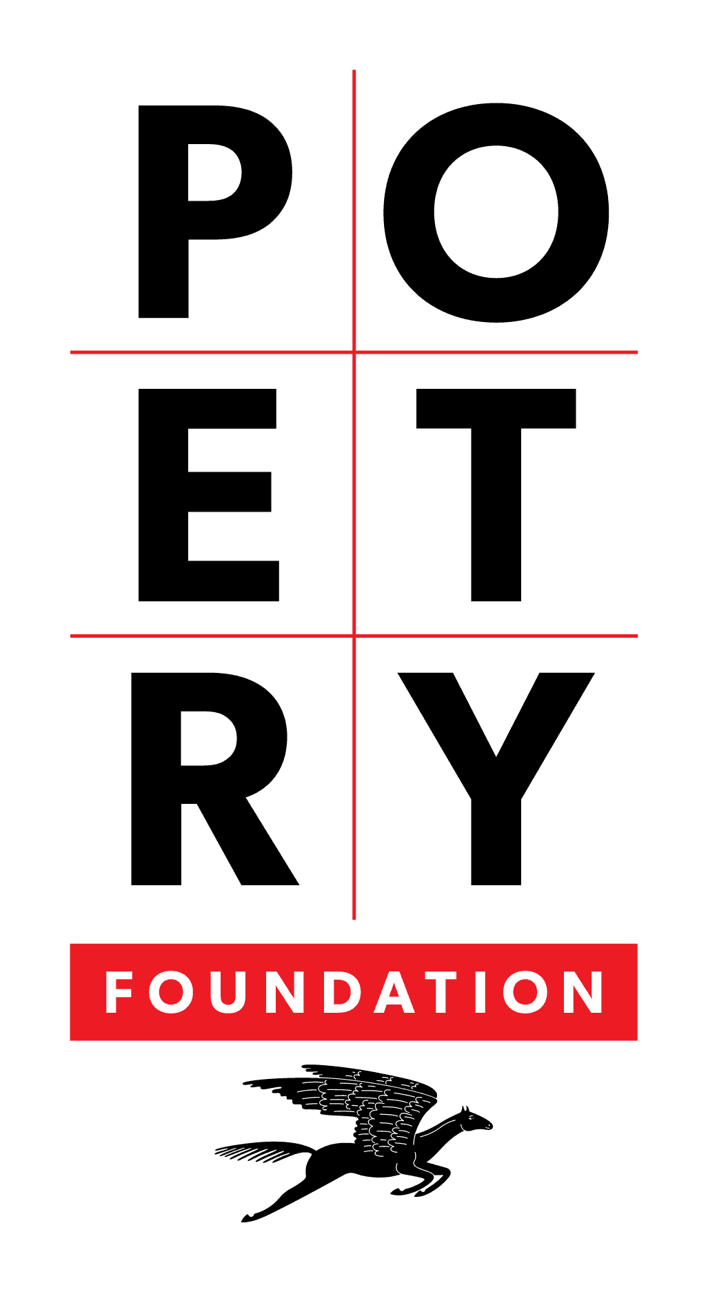 Poetry Foundation logo, where "poetry" is spelled out across three lines with their pegasus at the bottom